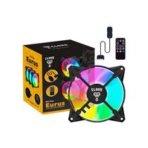 Ventoinha Cooler FAN (Kit Com 3 FAN + Controladora + Controle), Clanm Eurus, 120mm, Led RGB, 4 Pinos + 5v3, Preto