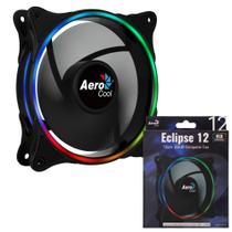 Ventoinha Gamer Eclipse 12 Para Gabinete Com Iluminação Rgb Ring Lighting Aerocool 120mm 12V Com MSI, ASUS e Gigabyte Sync