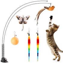 Ventosa Cat Wand Toy Potaroma de varinha dupla com 5 acessórios Ventosa Cat Wand Toy Potaroma de varinha dupla com 5 acessórios