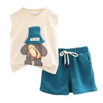 Verão Bebê Meninos 2 Pçs Dos Desenhos Animados Colete Shorts Conjunto Infantil Casual Agasalho Roupa