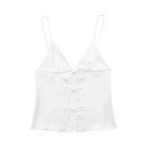 Verão Feminino Sem Costas Rendas Até Camisola Com Decote Em V Alças Finas Chique Vintage Camisola