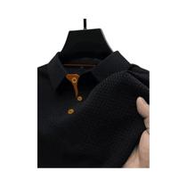 Verão gelo seda lapela masculina de manga curta camiseta roupas masculinas topo