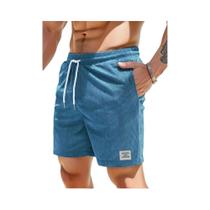 Verão nova cor sólida rendas sweatpants veludo simples trimestre shorts masculinos calças casuais