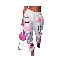Verão nova moda impressa cintura elástica esportes casuais calças Harlan para mulheres