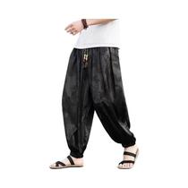 Verão seda hippie cigano boho calças largas harem calças para homens mulheres calças de yoga aladdin