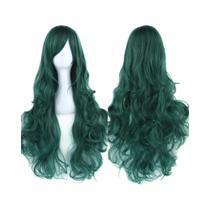 Verde Rosa Preto Encaracolado Longo Peruca De Cabelo Sintético Para Mulheres Festa Cosplay Peruca