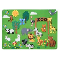 Verde Zoológico Fazenda Animal Feltro Quebra-cabeça Conjunto De Placa Ocupada 35 Peças Jogo