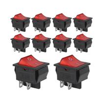 Vermelho Iluminado 15/30A 250V KCD2 KCD4 Rocker Switch 4 Pinos DPST Resistente on off 10 Pack 120V