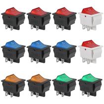 Vermelho Iluminado 15/30A 250V KCD2 KCD4 Rocker Switch 4 Pinos DPST Resistente on off 10pcs 120V