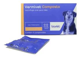 Vermífugo Biovet Vermivet Composto Cães E Gatos 600mg 4 Comp