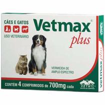 Vermífugo Cães Gatos Vetmax Plus Vetnil 4 Comprimidos 700mg