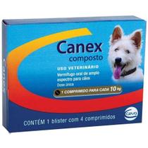 Vermífugo Canex Composto Cães 10kg 04 Comprimidos - Ceva