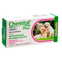 Vermifugo Chemital Plus para Cães C/4 Comprimidos 660 mg Vermifugo Chemital Plus para Cães C/4 Comprimidos 660 mg
