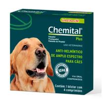 Vermífugo Chemital Plus Para Cães Chemitec 4 Comprimidos