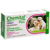 Vermífugo Chemital Plus para Cães Chemitec - Embalagem com 4 Comprimidos