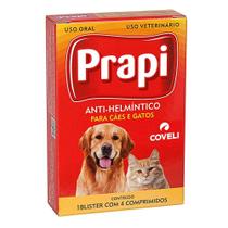 Vermífugo Coveli Prapi para Cães e Gatos com 4 Comprimidos