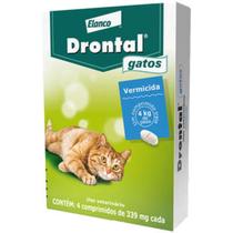 Vermífugo Drontal Gatos 4Kg Caixa Com 4 Comprimidos Proteção Contra Vermes Adultos e Filhotes