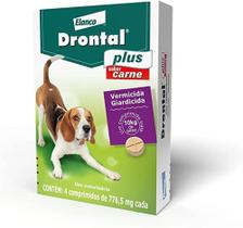 Vermífugo Drontal Plus Cães sabor Carne 10 kg 4 Comprimidos - ELANCO