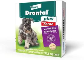 Vermífugo Drontal Plus Cães sabor Carne 1cp/10kg 2 Comprimidos - ELANCO