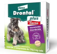 Vermífugo Drontal Plus Carne - Cães10kg - 2 Comp - Elanco