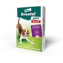 Vermífugo Drontal Plus Sabor Carne Cães 10Kg Caixa Com 4 Comprimidos P/ Vermes