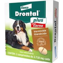 Vermífugo Drontal Plus Sabor Carne Cães 35Kg Caixa Com 2 Comprimidos P/ Vermes