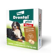 Vermífugo Drontal Plus Sabor Carne Cães De 35 Kg 2 Comp