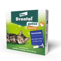 Vermífugo Elanco Drontal Spoton 0,7ml Gatos De 2,5Kg - 5Kg Vermífugo Elanco Drontal Spoton 0,7ml Gatos De 2,5Kg - 5Kg