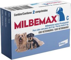 Vermífugo Milbemax C para Cães até 5 Kg - 2 Comprimidos - Elanco