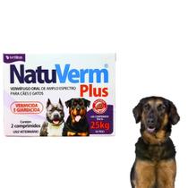 Vermífugo Natu Verm Plus Para Cães e Gatos Com 2 Comprimidos Vermicida e Giardicida Porte Grande 25kg