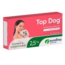 Vermifugo Ouro Fino Top Dog para Cães de até 2.5kg - 4 Comprimidos - Ouro Fino Pet