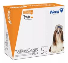 Vermífugo P/ Cães 5kg VermiCanis Plus 400mg World C/4 comp