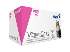 Vermifugo P/ Gatos 3kg Vermicats 600mg World 40 Comprimidos Vermifugo P/ Gatos 3kg Vermicats 600mg World 40 Comprimidos