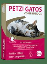 Vermífugo Palatável Ceva Petzi Gatos 600 mg - 4 Comprimidos