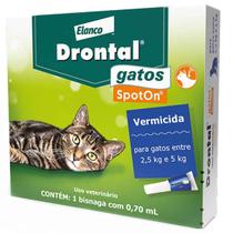Vermífugo para Gatos Drontal Spot On 0,70ml 2,5kg à 5kg Vermífugo para Gatos Drontal Spot On 0,70ml 2,5kg à 5kg