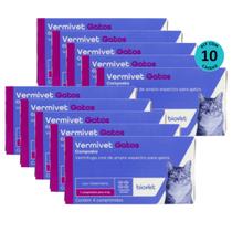 Vermífugo para Gatos Vermivet 300mg C/ 4 Comprimidos - Kit c/ 10 caixas