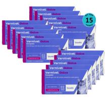 Vermífugo para Gatos Vermivet 300mg C/ 4 Comprimidos - Kit c/ 15 caixas