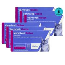 Vermífugo para Gatos Vermivet 300mg C/ 4 Comprimidos - Kit c/ 6 caixas