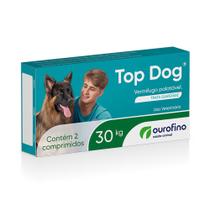 Vermífugo TOP DOG 30kg - Ourofino caixa com 2 comprimidos