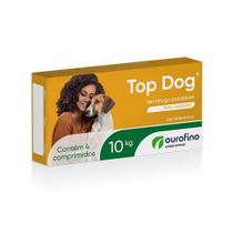 Vermifugo Top Dog Palatável para Cães até 10Kg 1000mg 4 Comprimidos - Ourofino