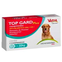 Vermífugo Top Gard Plus 1800mg para Cães com 2 Comprimidos