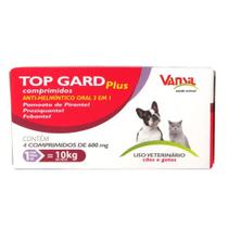 Vermífugo Top Gard Plus 4 x 600mg para Cães e Gatos Vansil