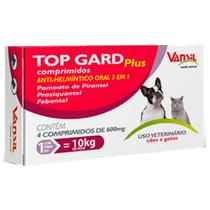 Vermífugo Top Gard Plus 600mg para Cães e Gatos com 4 Comp. Vermífugo Top Gard Plus 600mg para Cães e Gatos com 4 Comp.