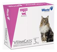 Vermífugo Vermicats Para Gatos De 3 Kg - 4 Comprimidos - WORLD