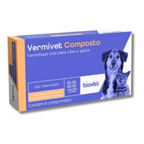 Vermífugo Vermivet Composto - 4 Comprimidos 600mg Cada - Biovet Vermífugo Vermivet Composto - 4 Comprimidos 600mg Cada - Biovet