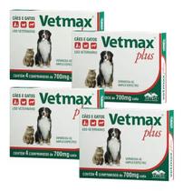 Vermífugo Vetmax Cães E Gatos 4 Comprimidos Kit 4cx Vetnil