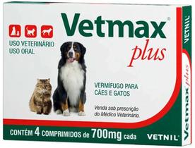Vermífugo Vetmax Plus 700 Mg - 4 Comprimidos - Vetnil