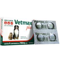 Vermífugo Vetmax Plus Antiparasitário Vetnil Cães E Gatos Original Com 4 Comprimidos