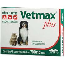 vermifugo vetmax plus cx com 4 comprimidos 700mg cada - vetnil
