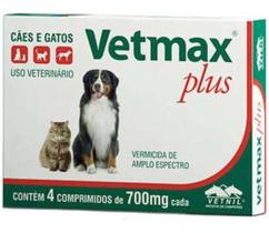 Vermifugo Vetmax Plus Vetnil Para Cães E Gatos 4 Compr 700mg - Agropet Nutrimed